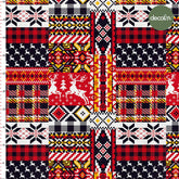 Yılbaşı Temalı Patchwork Etnik  Desenli Dijital Baskılı Kumaş